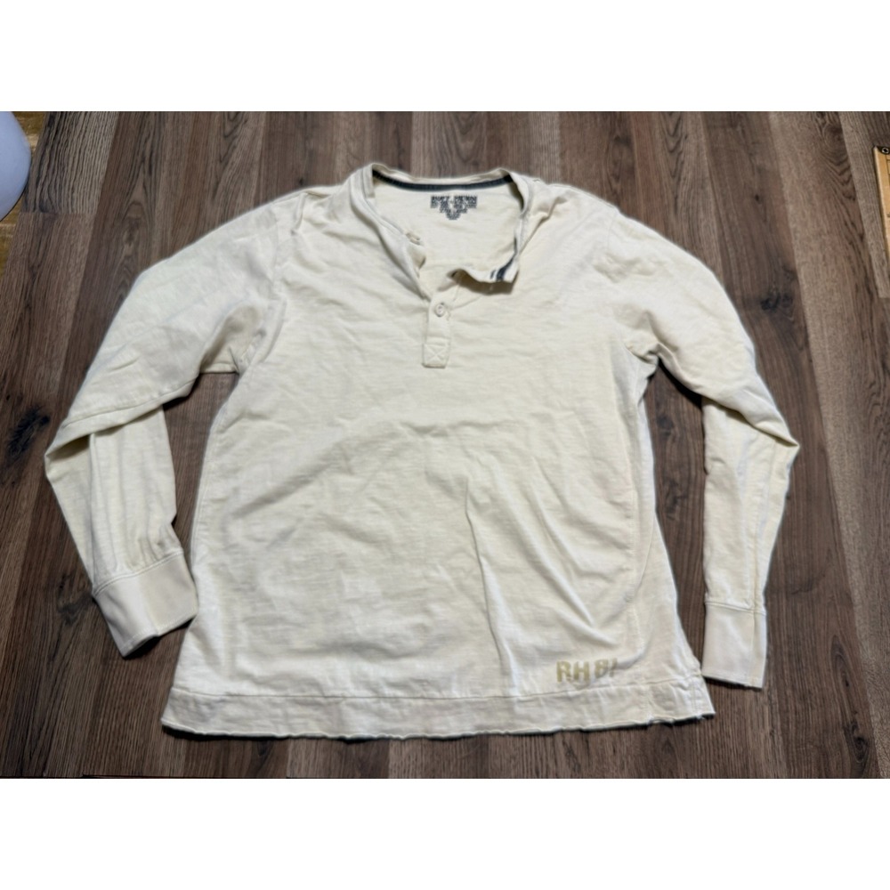 Ruff Hewn Shirt, Men's Size XL, Yellow, Long Sleeve, 1/4 Buttons, Henley Top